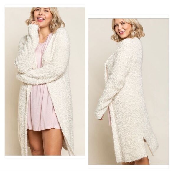 OFF white Alpaca Mohair Look Knit Cardigan - Picture 1 of 13